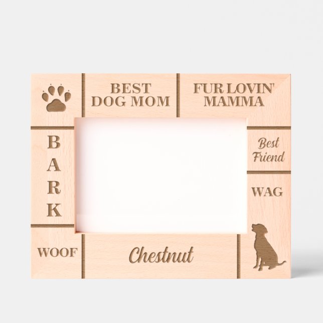 Cadres Gravés Paysage 7x5 MEILLEUR chien MOM Nom personnalisé (Recto)