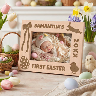 Cadres Gravés Personalized First Easter-Bunny, Eggs, Chick, Bow