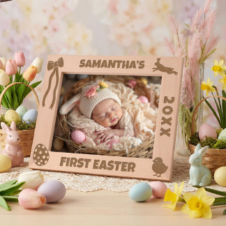 Cadres Gravés Personalized First Easter-Bunny, Eggs, Chick, Bow