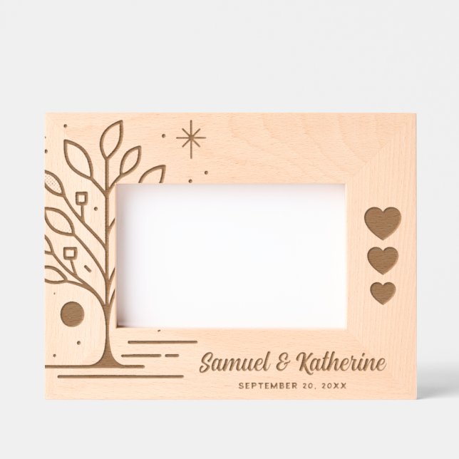 Cadres Gravés Personalized Tree of Life Wood Anniversary  (Recto)