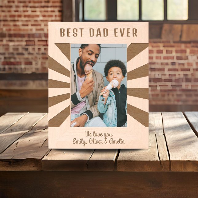 Cadres Gravés Personnalisé meilleur papa Sun Burst Keepsaké (Créateur téléchargé)