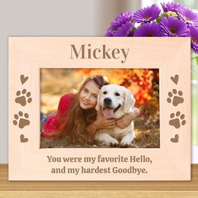 Cadres Gravés Pet Dog Memorial Custom Favori Hello Wood Photo (Créateur téléchargé)