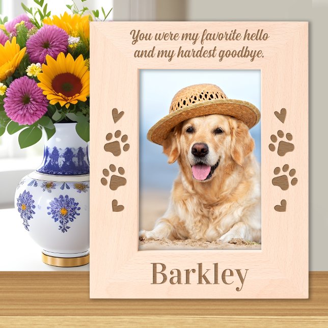 Cadres Gravés Pet Memorial Favori Hello personnalisé en bois pho (Créateur téléchargé)