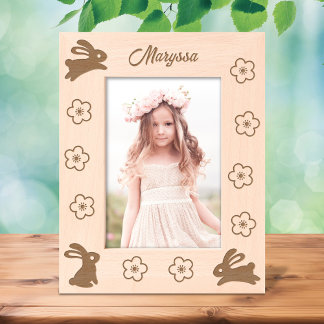 Cadres Gravés Petits lapins et fleurs mignons 5x7