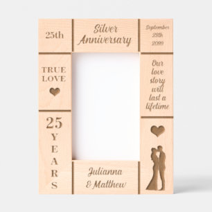 Cadres Gravés Portrait 4x6 Anniversaire du 25e Mariage en argent