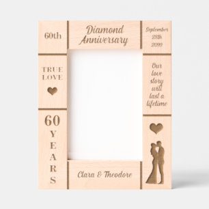 Cadres Gravés Portrait 5x7 Diamant 60e Anniversaire du Mariage