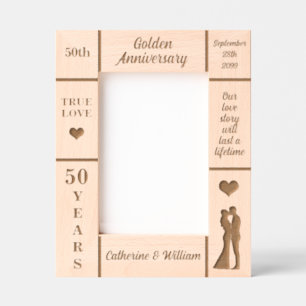 Cadres Gravés Portrait 5x7 Golden 50th Mariage Anniversary