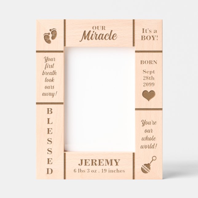 Cadres Gravés Portrait 5x7 Nouveau bébé personnalisé (Recto)