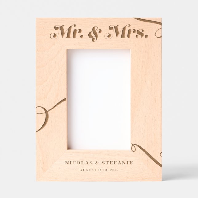 Cadres Gravés Retro Flourish Typographie M. et Mme Mariage (Recto)