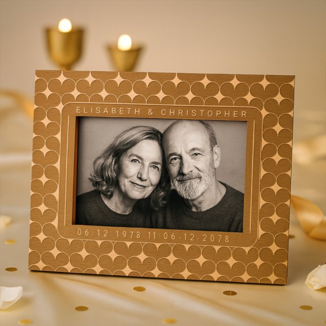 Cadres Gravés Retro les années 70 Coeur Personnalisé Nom Mariage (Créateur téléchargé)