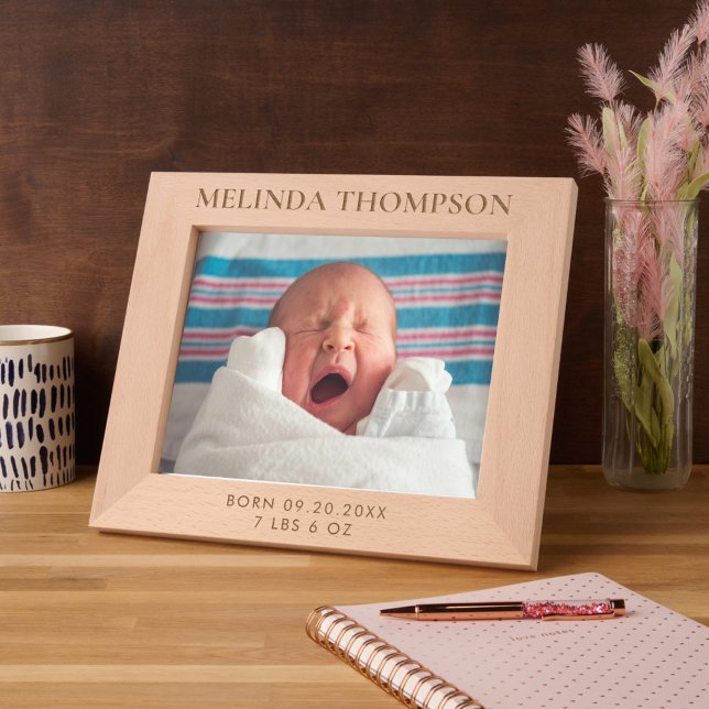 Cadres Gravés Statistiques de naissance personnalisées Informati (Personalized Birth Stats Birth Information Picture Etched Frames)