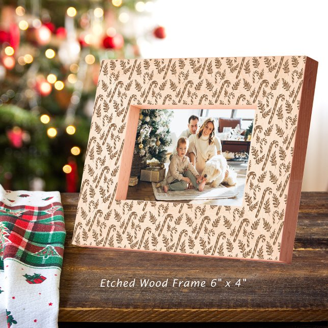 Cadres Gravés Sucre de canne de Noël Motif 6x4 (Christmas Candy Cane Pattern 6x4 Etched Frame)