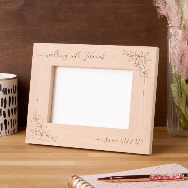 Cadres Gravés Walking with Jehovah Since 20xx Floral Script (Créateur téléchargé)