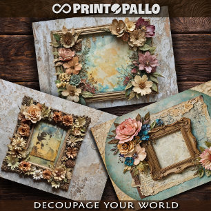 Cadres vintages avec fleurs et papier -