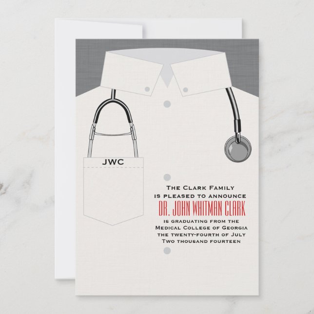 Caducée et invitation Médicale de stéthoscope (Devant)