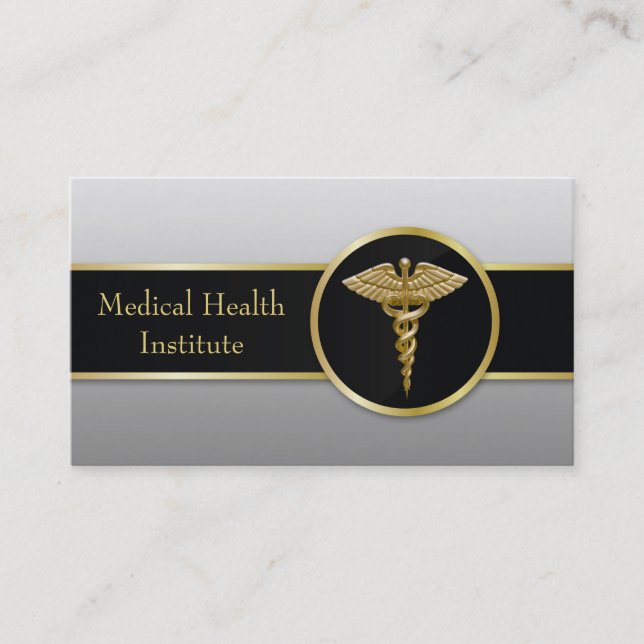 Caducée Médicale professionnel d'or - carte de (Devant)