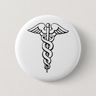 Caduceus 2 Inch Round Button