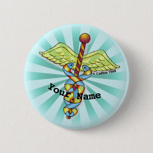 Caduceus 2 inch round button