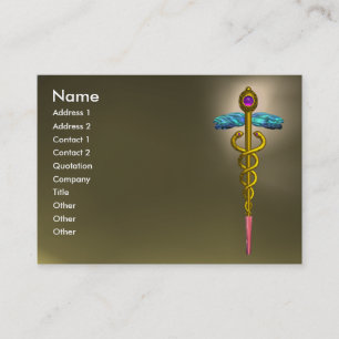 CADUCEUS AGATE, vibrant gold pink purple grey Business Card
