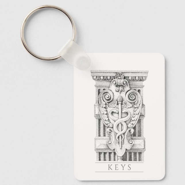 CADUCEUS Aluminum Rectangle Keychain (Front)