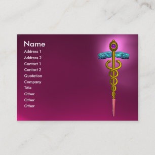 CADUCEUS AMETHYST,vibrant gold pink purple,fuchsia Business Card