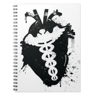 caduceus anatomical heart notebook