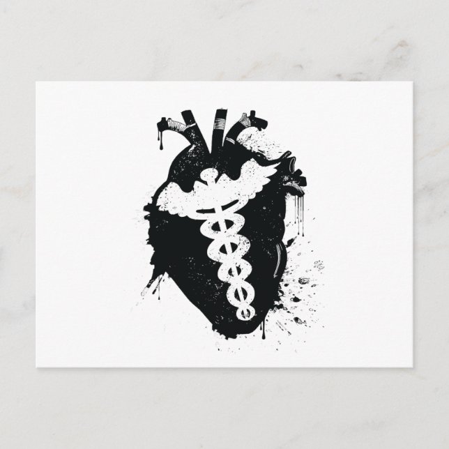 caduceus anatomical heart postcard (Front)