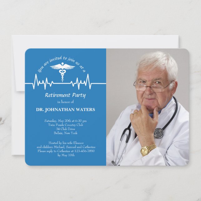 Caduceus and Life Line Photo Invitation (Front)