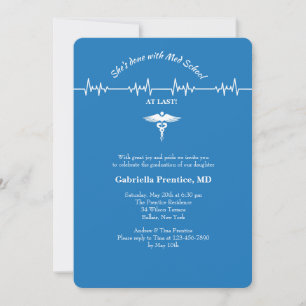 Caduceus and Life Line Vertical Invitation