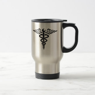 Caduceus black travel mug