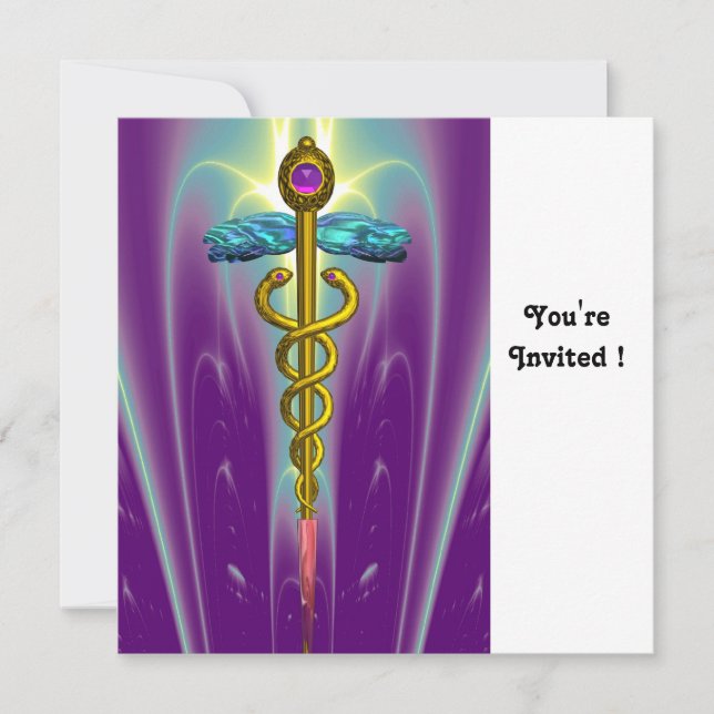 CADUCEUS blue pink violet purple amethyst white Invitation (Front)