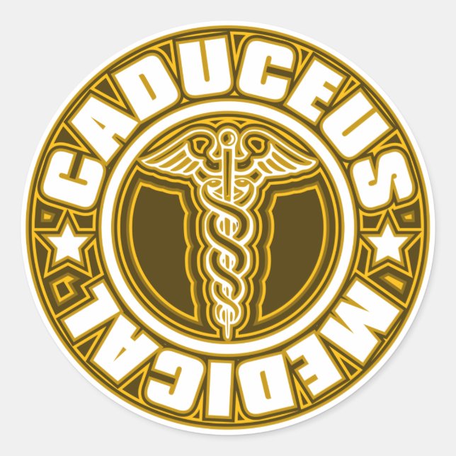 Caduceus Classic Round Sticker (Front)