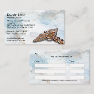 Caduceus Copper Rose Gold Medical Luxury Marble Appointment Card