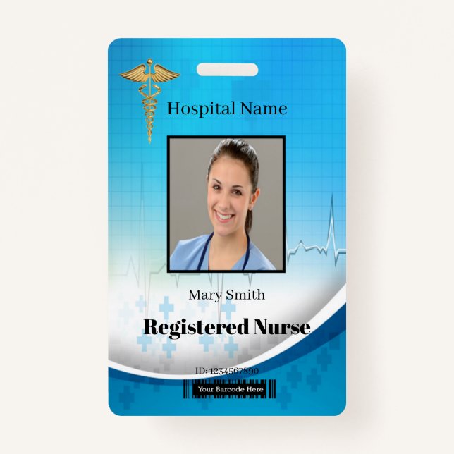 Caduceus Cross Medical Vertical Photo ID Badge (Front)