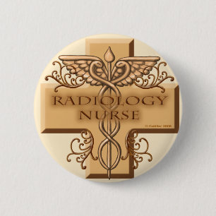 Caduceus cross Radiology Nurse 2 Inch Round Button