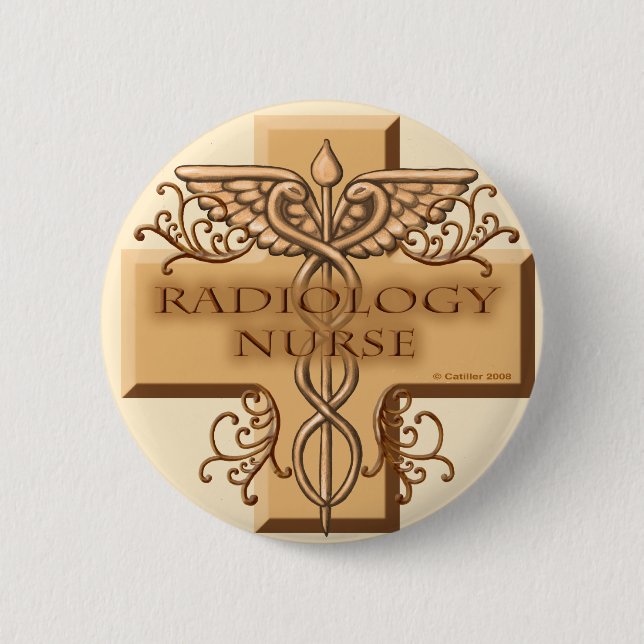 Caduceus cross Radiology Nurse 2 Inch Round Button (Front)