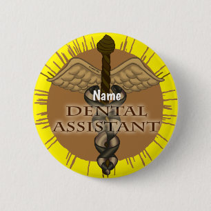 Caduceus Dental Assistant 2 Inch Round Button