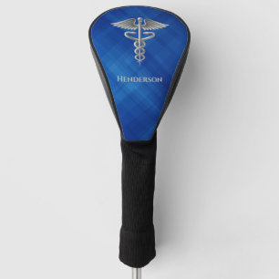 Caduceus Doctor Blue Texture Personalized Golf Head Cover
