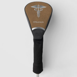  Caduceus Doctor Brown & Black Personalized Golf Head Cover