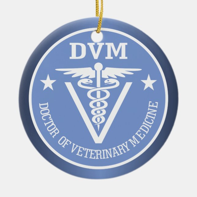 Caduceus DVM 2 Ceramic Ornament (Front)