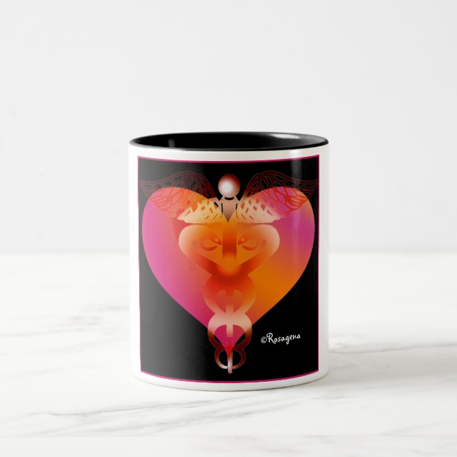 Caduceus for Non-Traditional Healers Two-Tone Coffee Mug (Center)