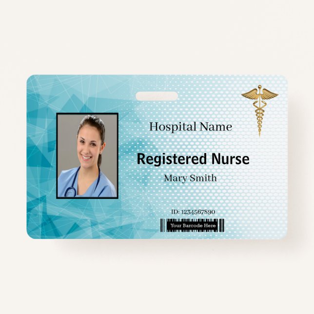 Caduceus Geometric Medical Photo ID Badge (Front)