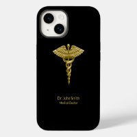 Caduceus Gold on Black Classy Medical