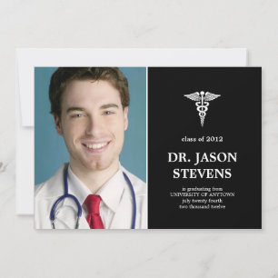 Caduceus Graduation Médicale Photo Invitation