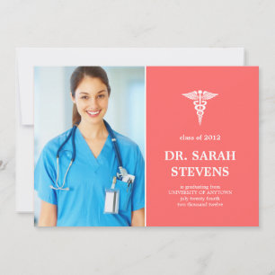 Caduceus Graduation Médicale Photo Invitation