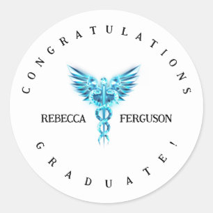 Caduceus Graduation Party Decoration Classic Round Sticker