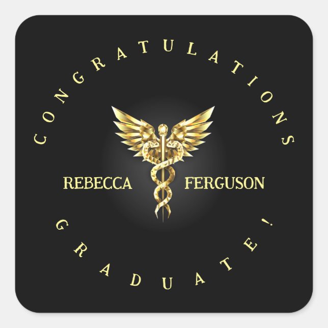 Caduceus Graduation Party Decoration Square Sticker (Front)