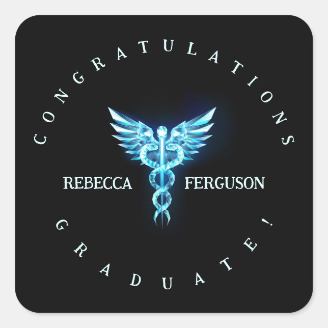 Caduceus Graduation Party Decoration Square Sticker (Front)