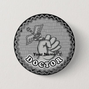 Caduceus Hand Doctor 2 Inch Round Button
