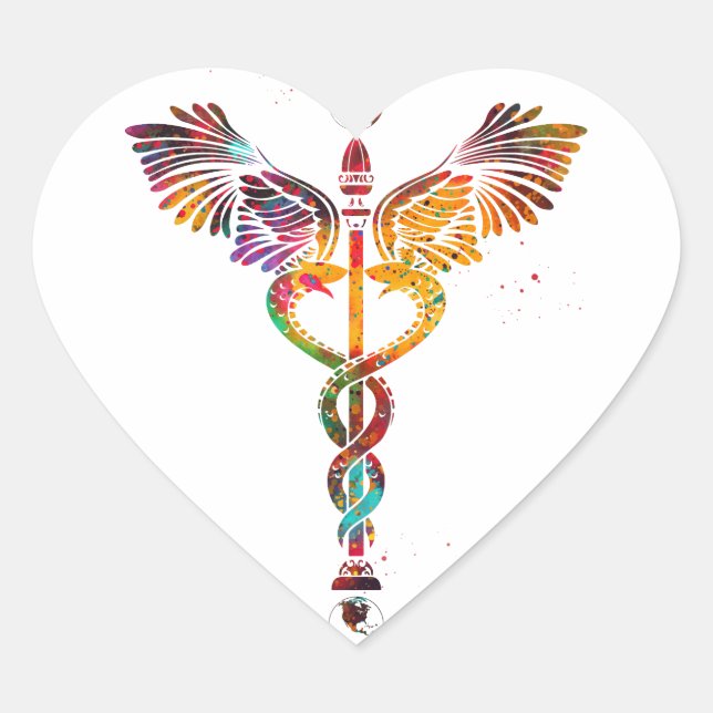 Caduceus Heart Sticker (Front)